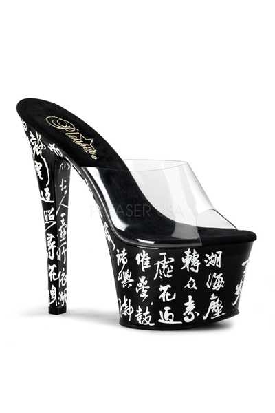 Clear Black Slip On Platform High Heels