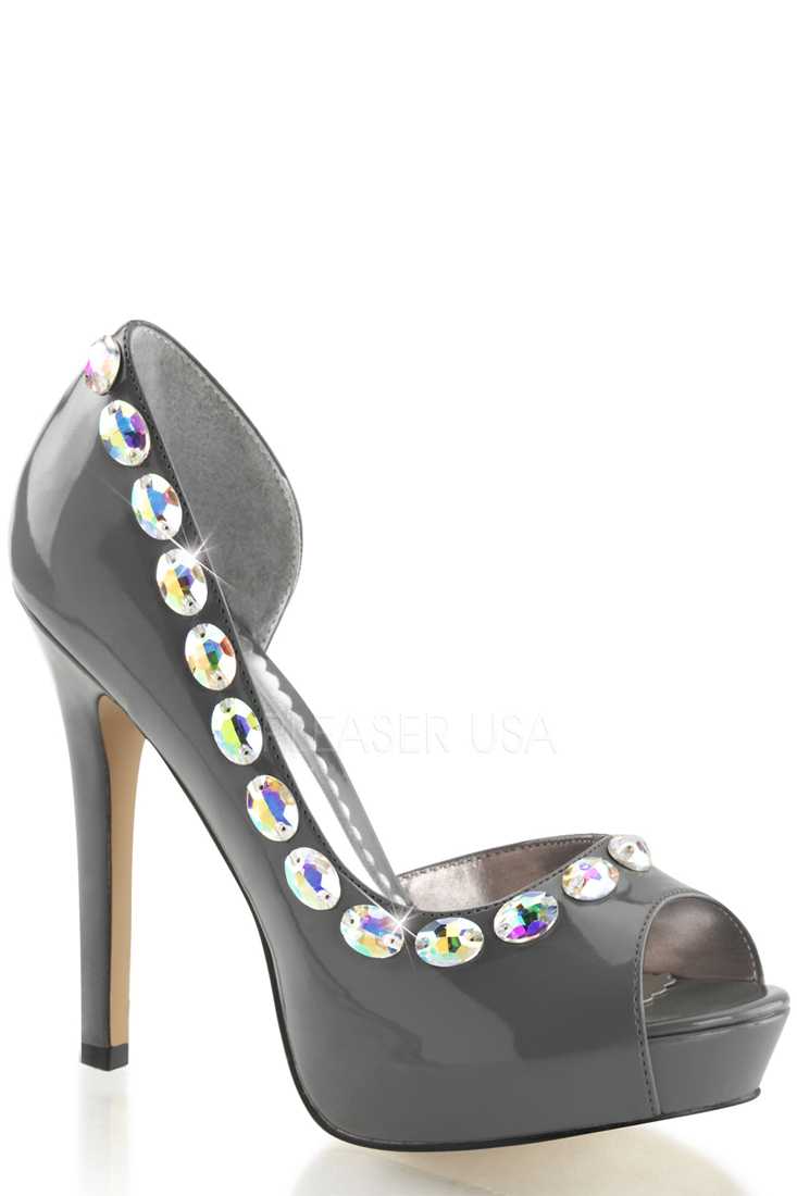 Pewter Open Toe D Orsay Pump High Heels Patent