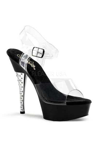 Clear Black Rhinestone Embellished High Heels
