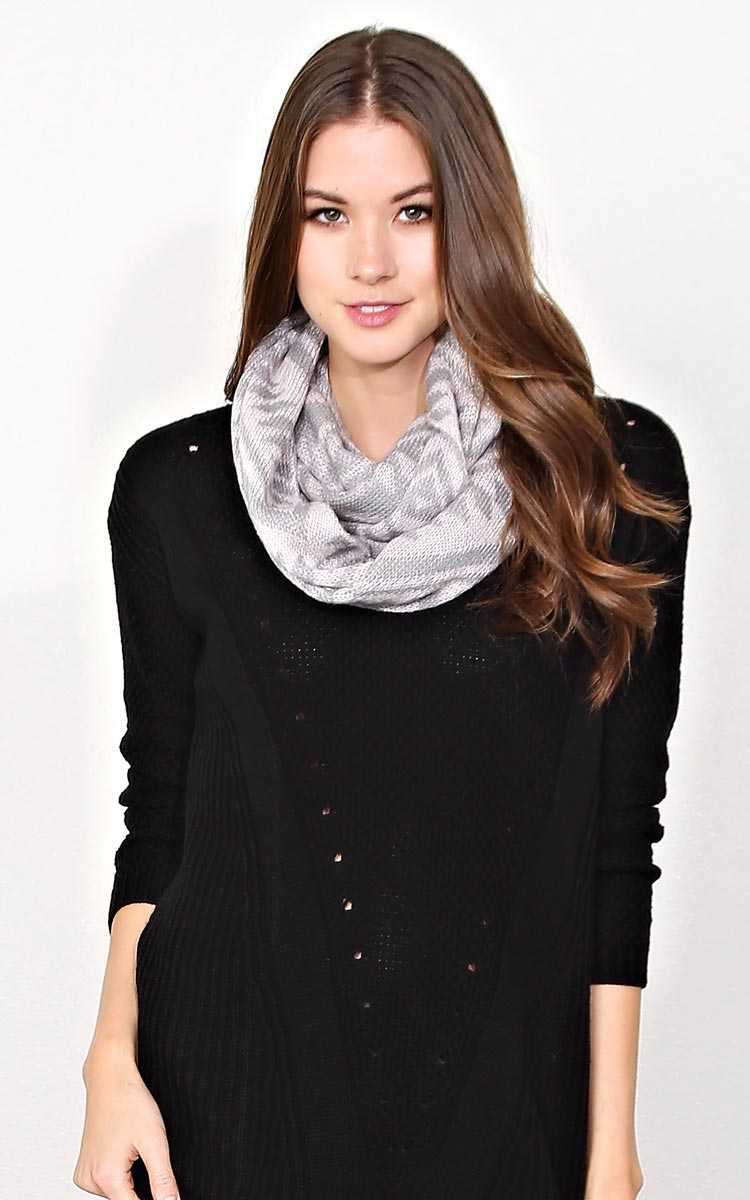 Chevron Aztec Knit Loop Scarf - N/S - Black by Styles For Less