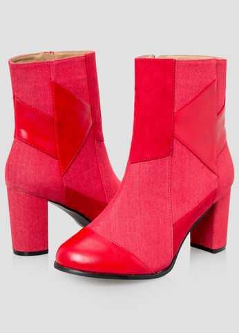 Denim Patchwork Bootie - Wide Width