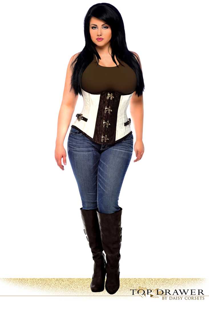 Ivory Brown Two Tone Underbust Corset Plus Size