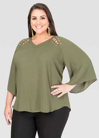 Grommet Angel Sleeve Blouse