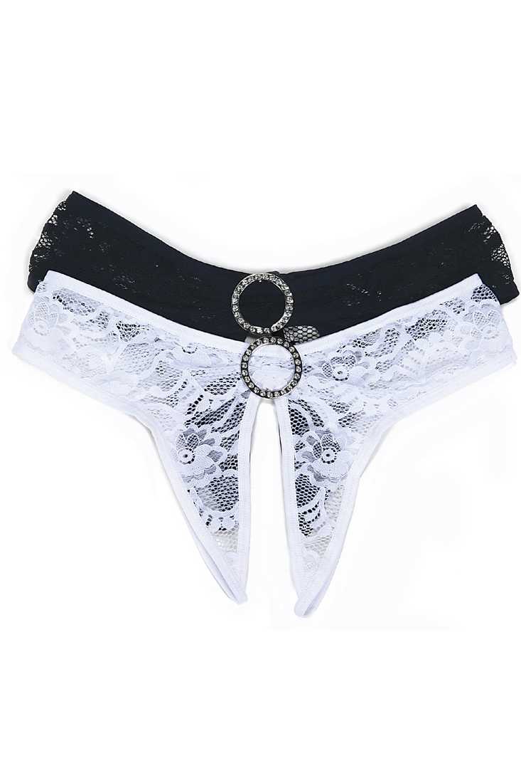 White Open Front Panty