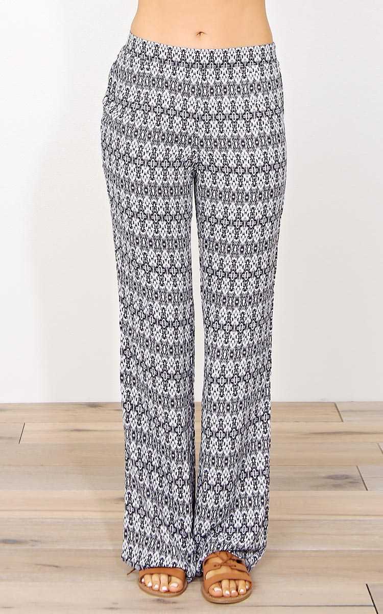 Candice Ikat Woven Palazzo Pants - - Black Combo in Size by Styles For Less