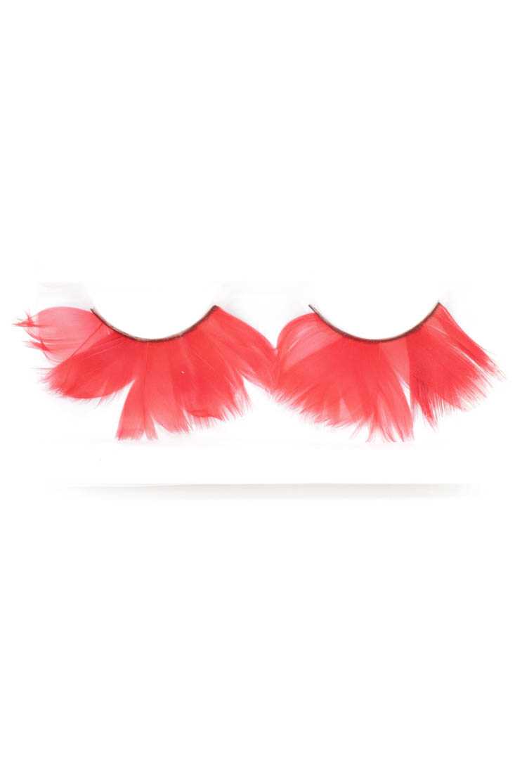 Red Faux Feather Eyelashes