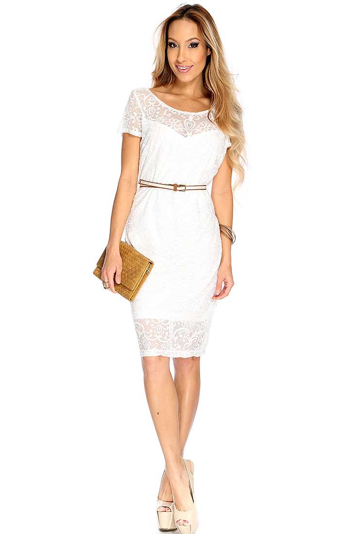 White Lace Over Lay Sexy Party Dress