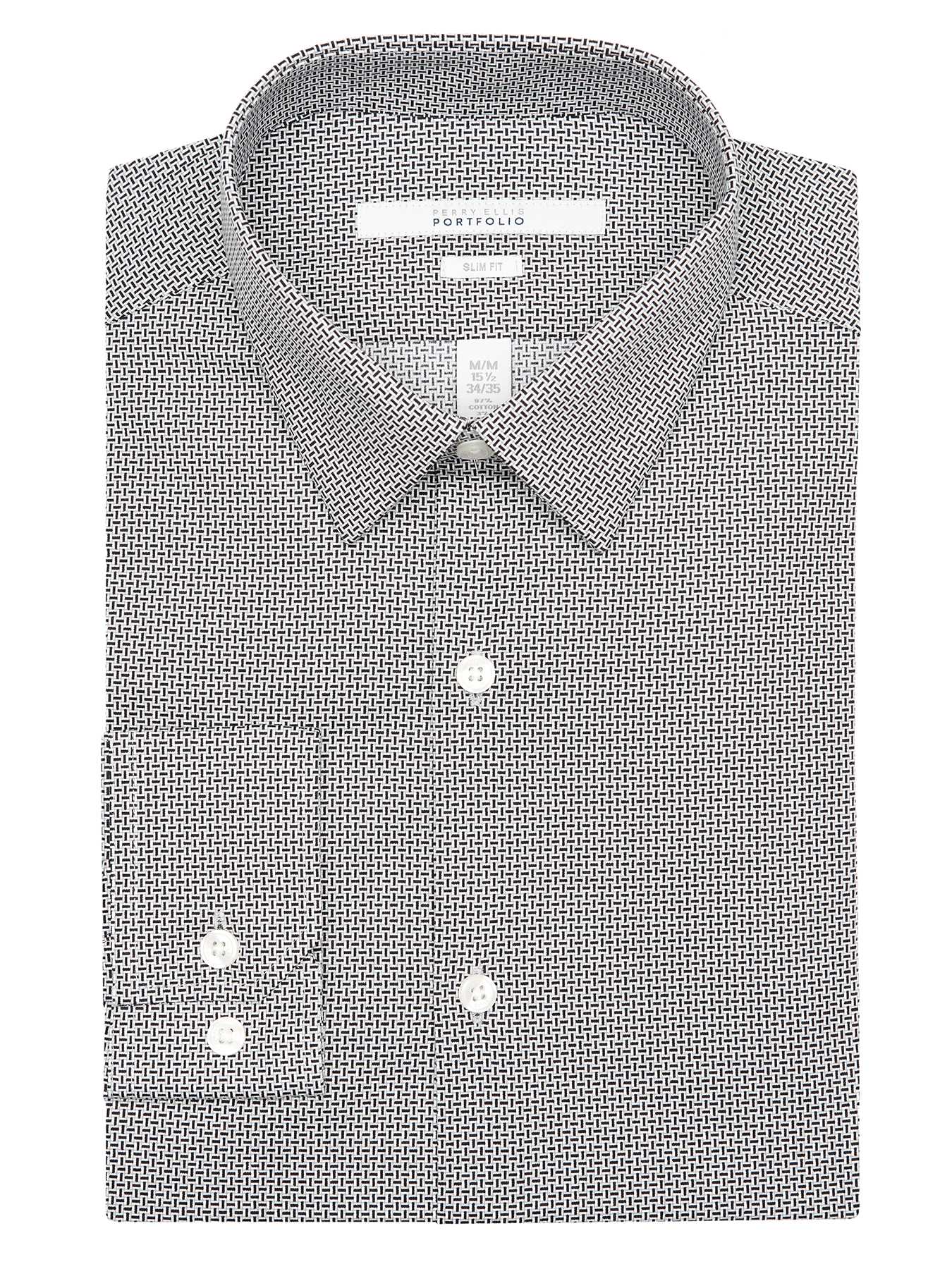 Perry Ellis Slim Fit Uneven Tile Dress Shirt