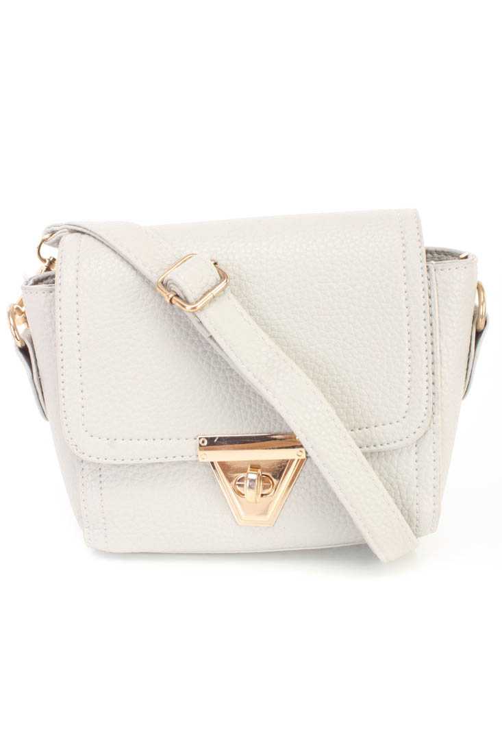 Grey Faux Leather Mini Handbag