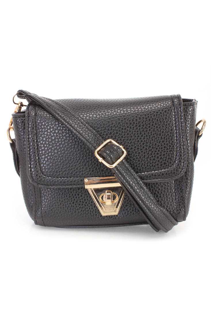 Black Faux Leather Mini Handbag