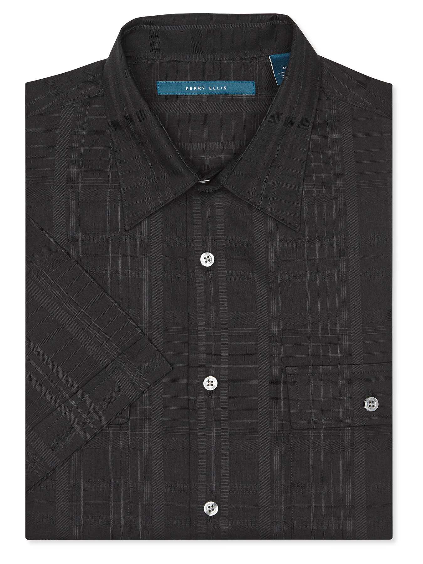 Perry Ellis Short Sleeve Solid Sateen Shirt