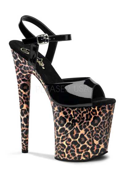 Black Leopard Print Platform High Heels
