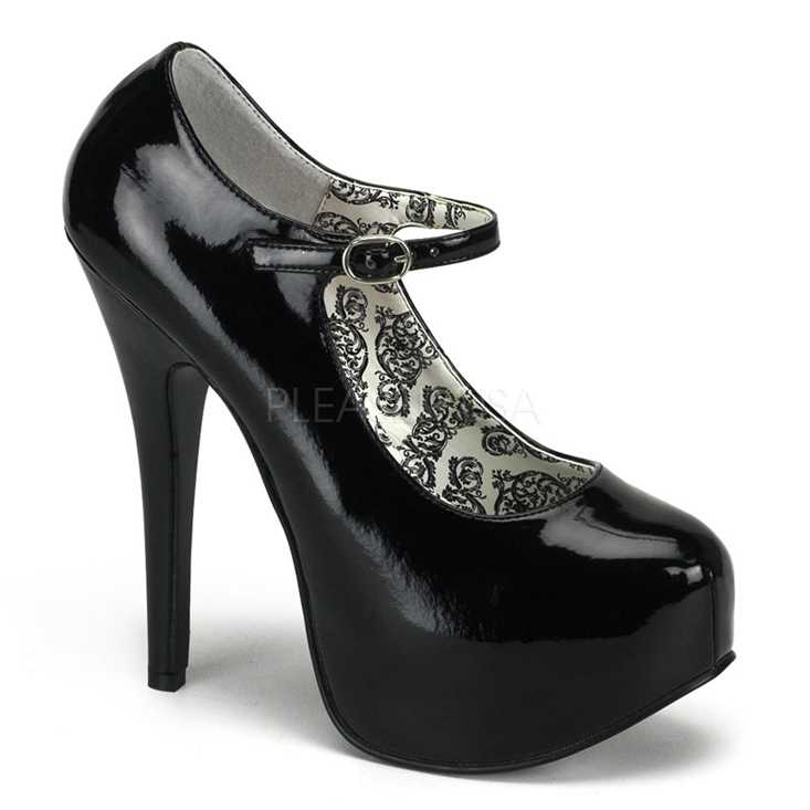 Black Patent Faux Leather Maryjane High Heels