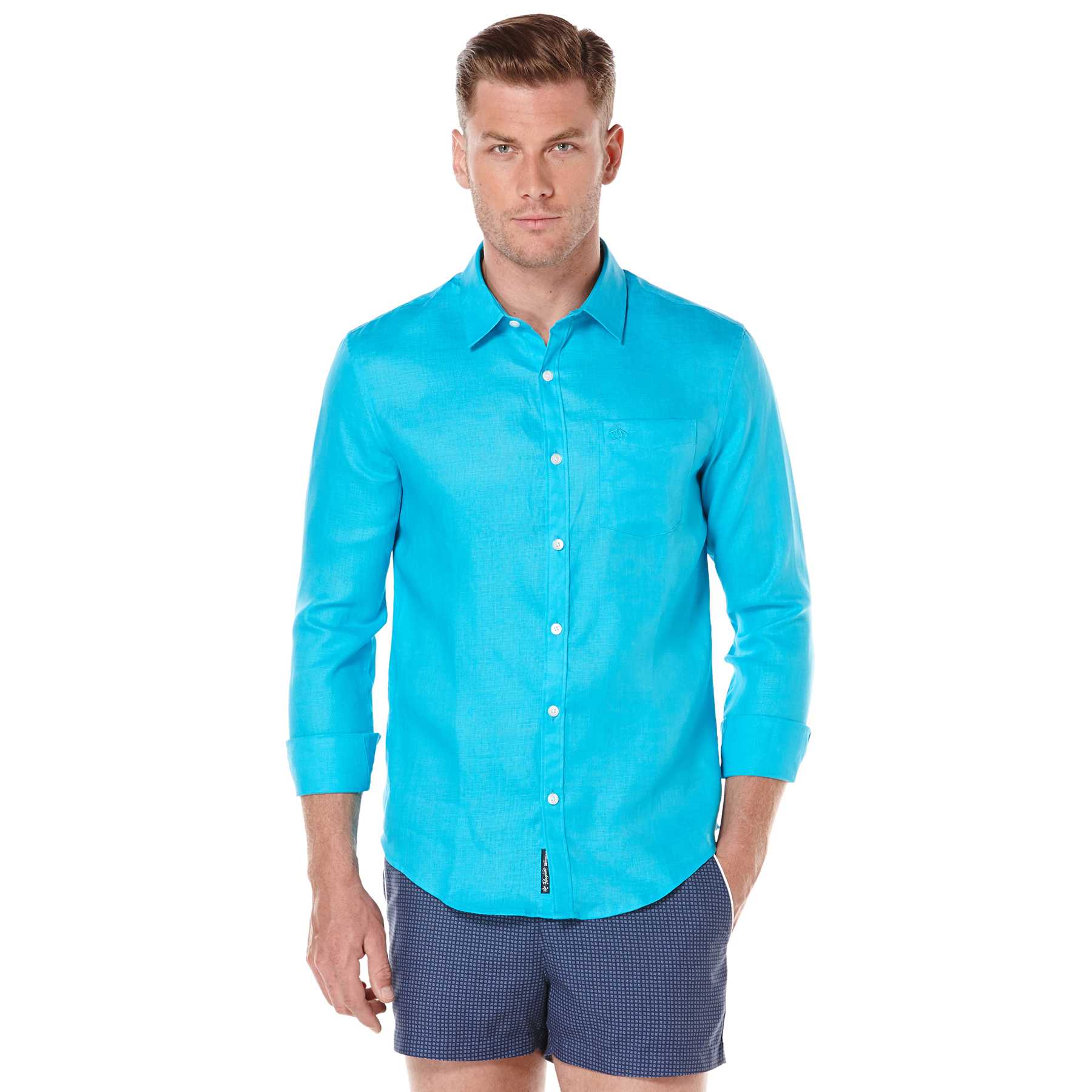 Original Penguin LONG SLEEVE LINEN SHIRT