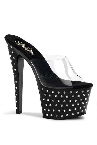 Clear Black Rhinestone Platform High Heels