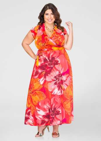 Hibiscus Surplice Maxi Dress