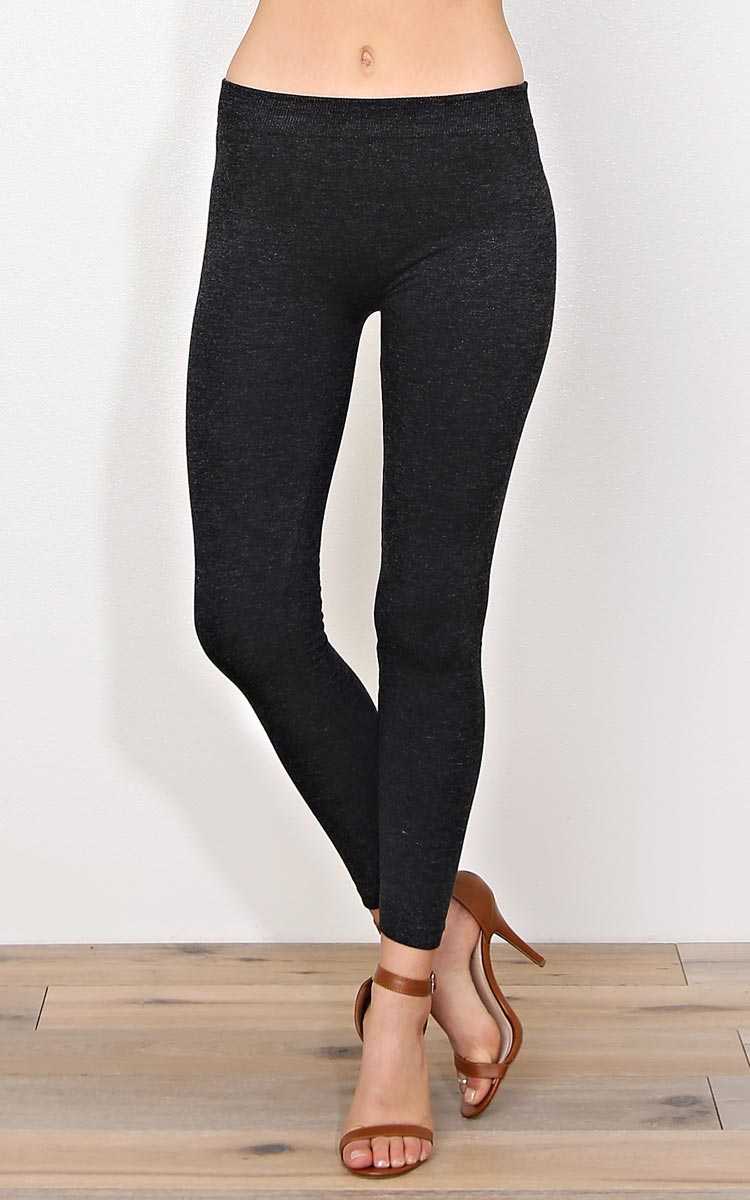 Charcoal Aspen Fleece Lined Leggings - Charcoal in Size L/XL by Styles For Less