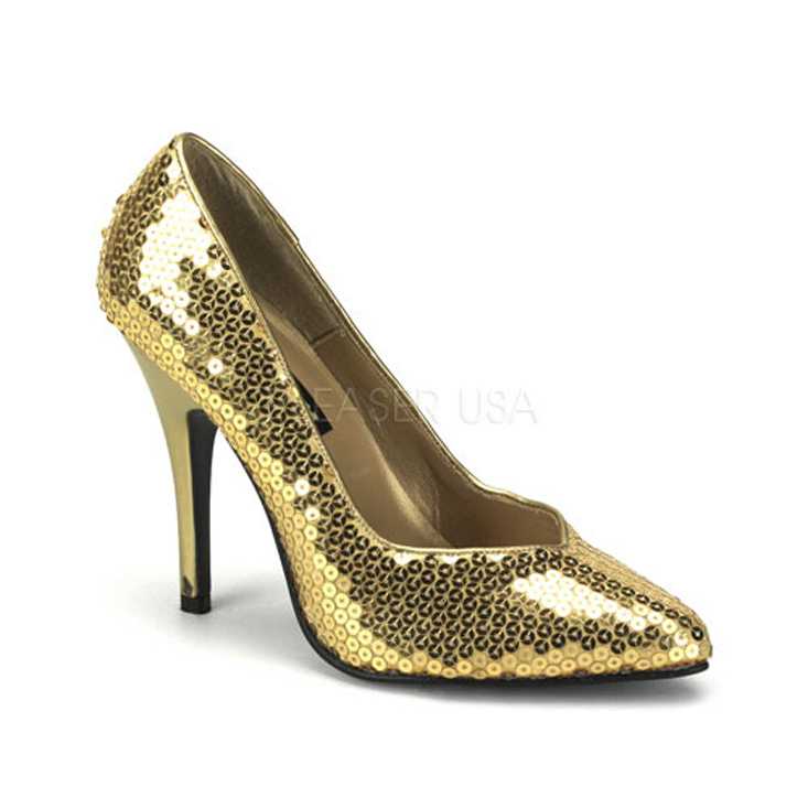 Gold Sequins Pointed Toe Pump High Heels