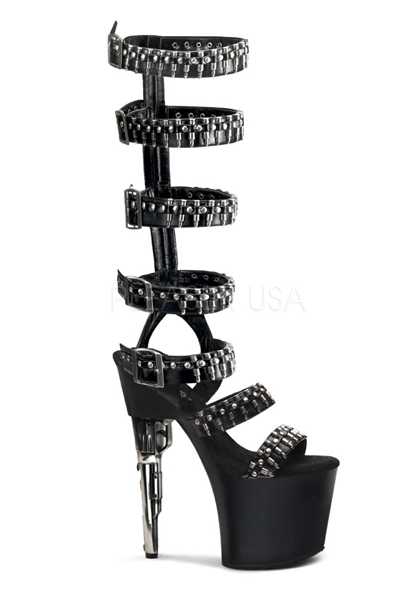 Black Bullet Strappy Gun High Heels