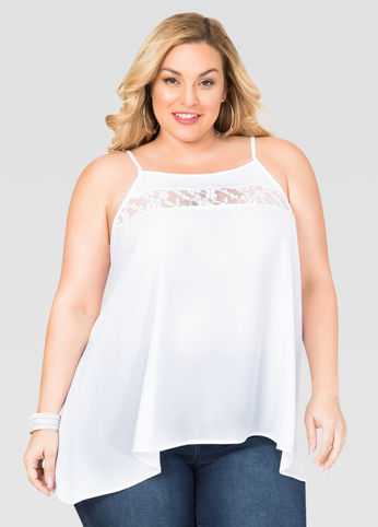 Lace Insert Halter Tank