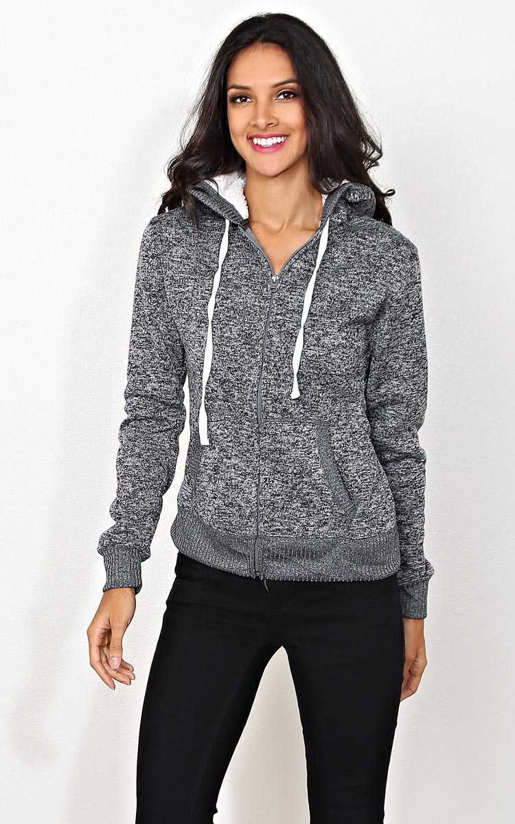 Cold Nights Fleece Marled Knit Jacket - - in Size by Styles For Less