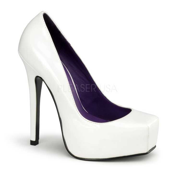 White Patent Faux Leather Pump High Heels