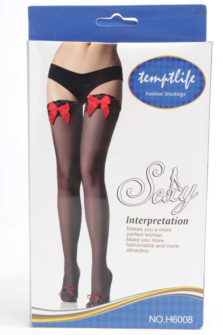 White Red Bow Lace Stockings