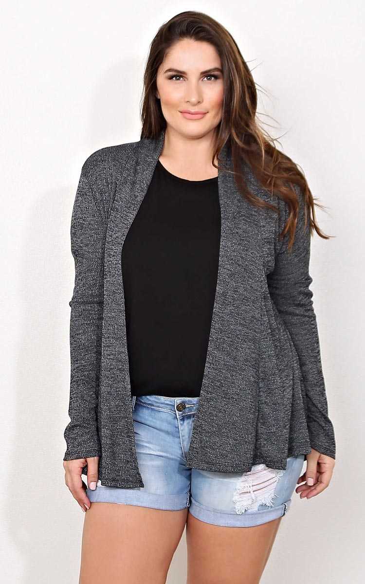 Plus Size Constant Reminder Rib Knit Wrap - Charcoal in Size 1X by Styles For Less