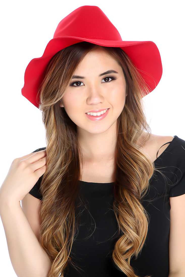 Red Structured Top Floppy Hat