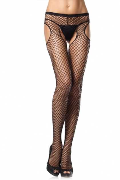 Black Netted Suspender Hosiery