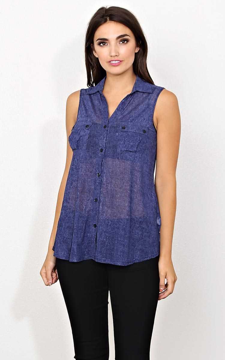 Giddy Up Denim Button Knit Top - - Blue in Size by Styles For Less