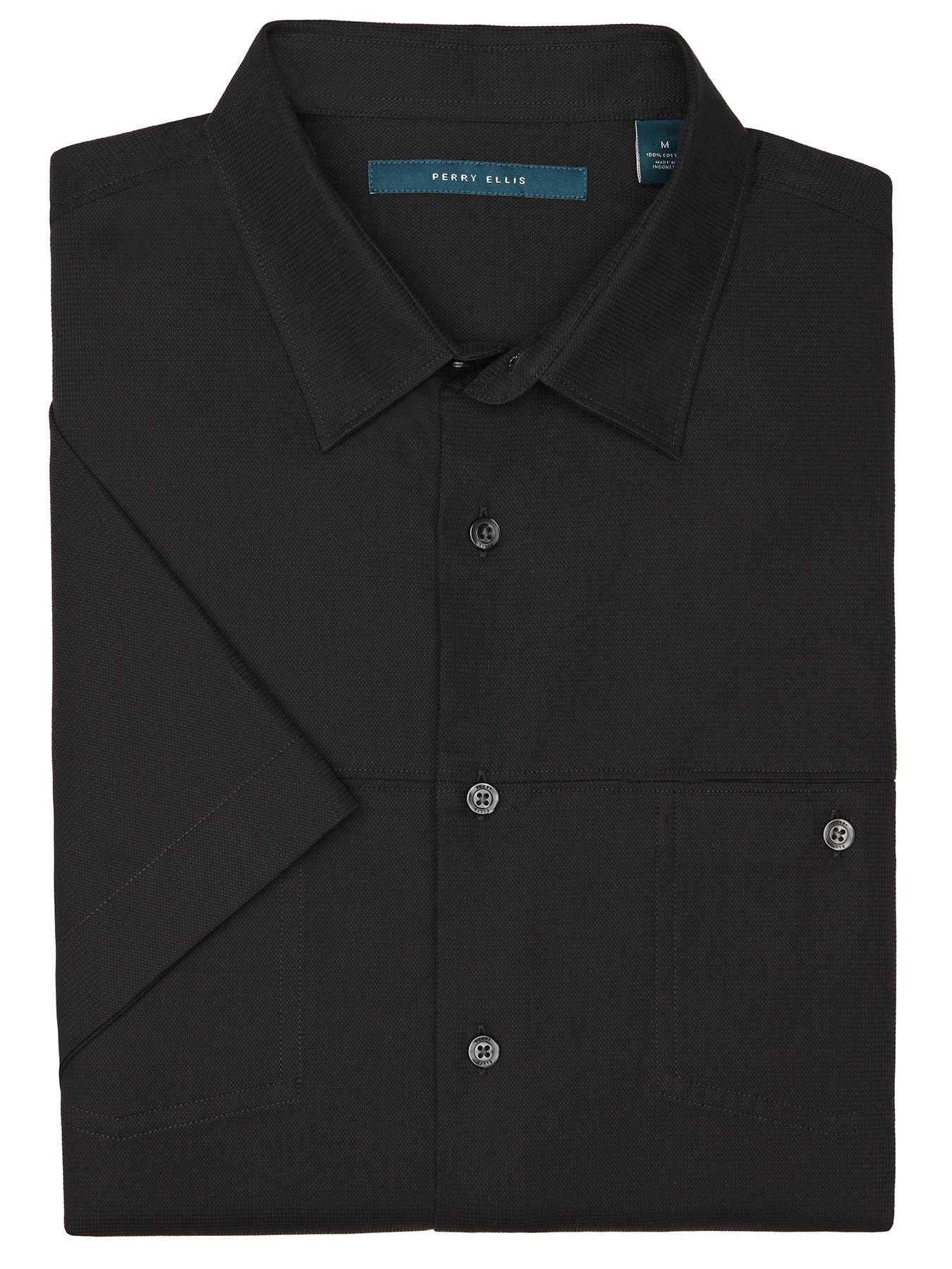 Perry Ellis Short Sleeve Textured Dobby Shirt