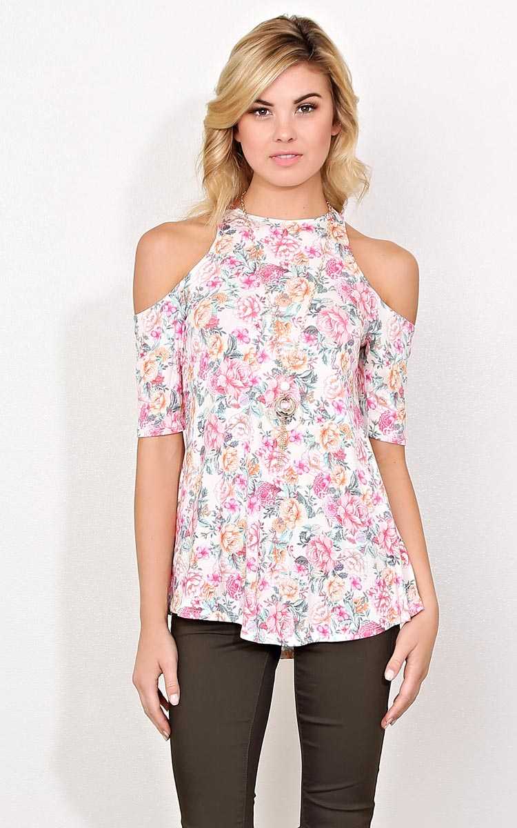 Noelle Cold Shoulder Knit Top - - Ivory Combo in Size by Styles For Less