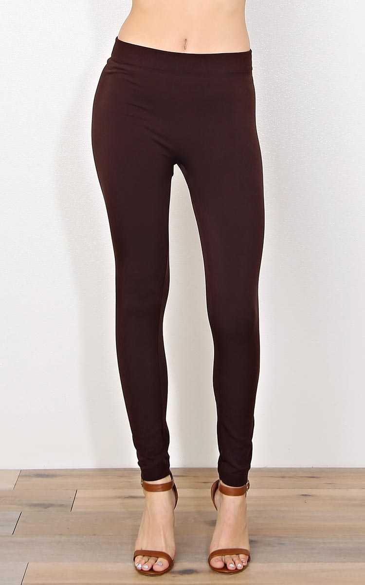 Brown Fleece Lined leggings - N/S - Brown by Styles For Less