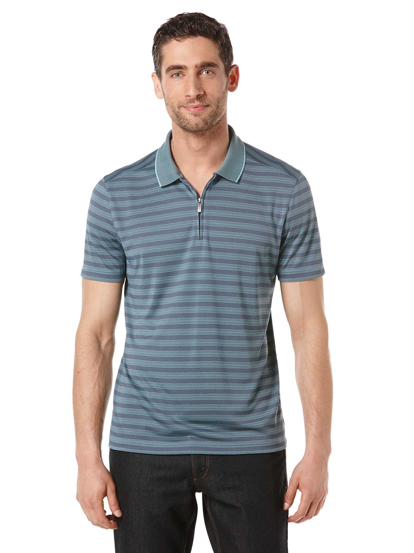 Perry Ellis Quarter Zip Textured Polo