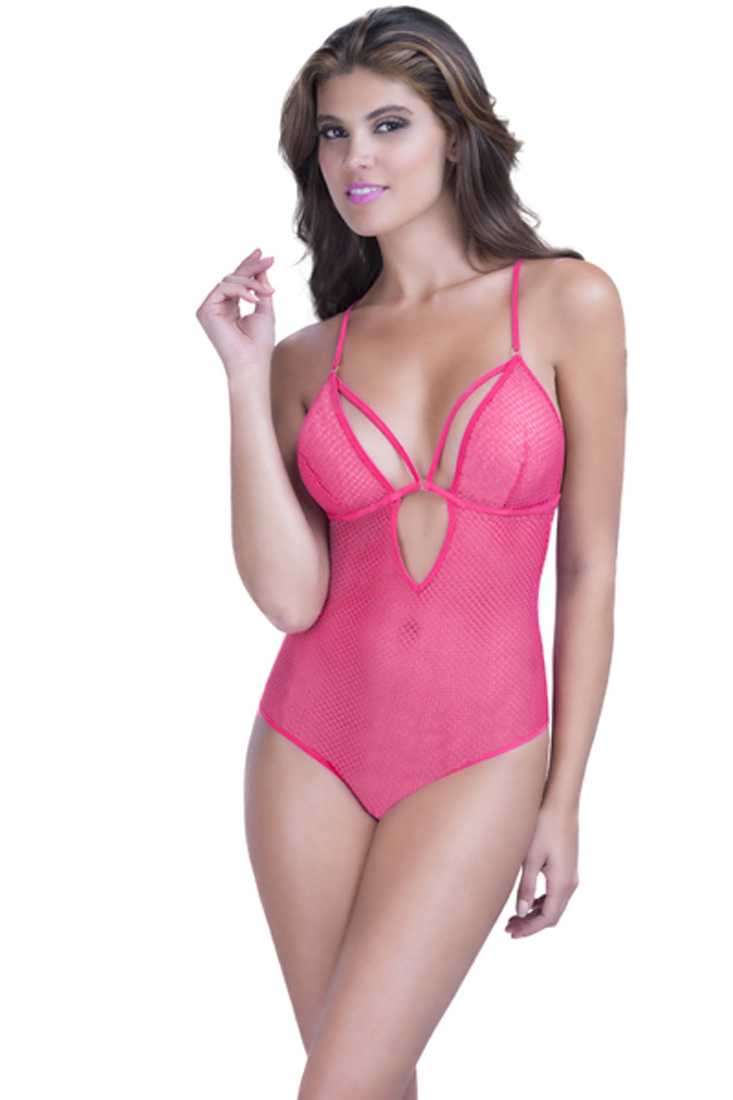 Hot Pink Fishnet Crotchless Intimates Teddy