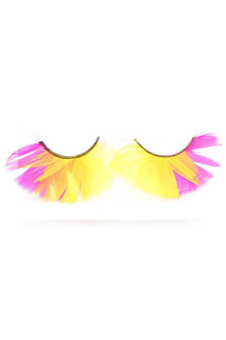 Yellow Fuchsia Faux Feather Eyelashes