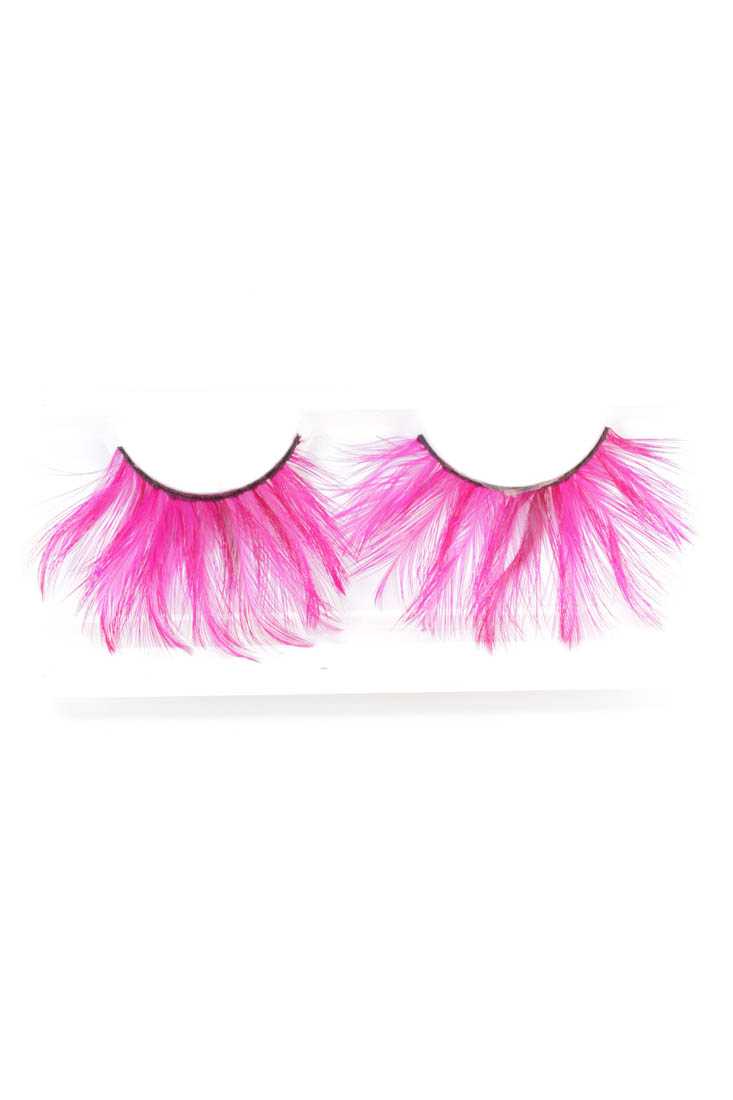 Fuchsia Feather Faux Eyelashes