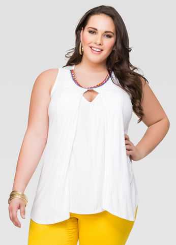 Tribal Embroidered Drape Top