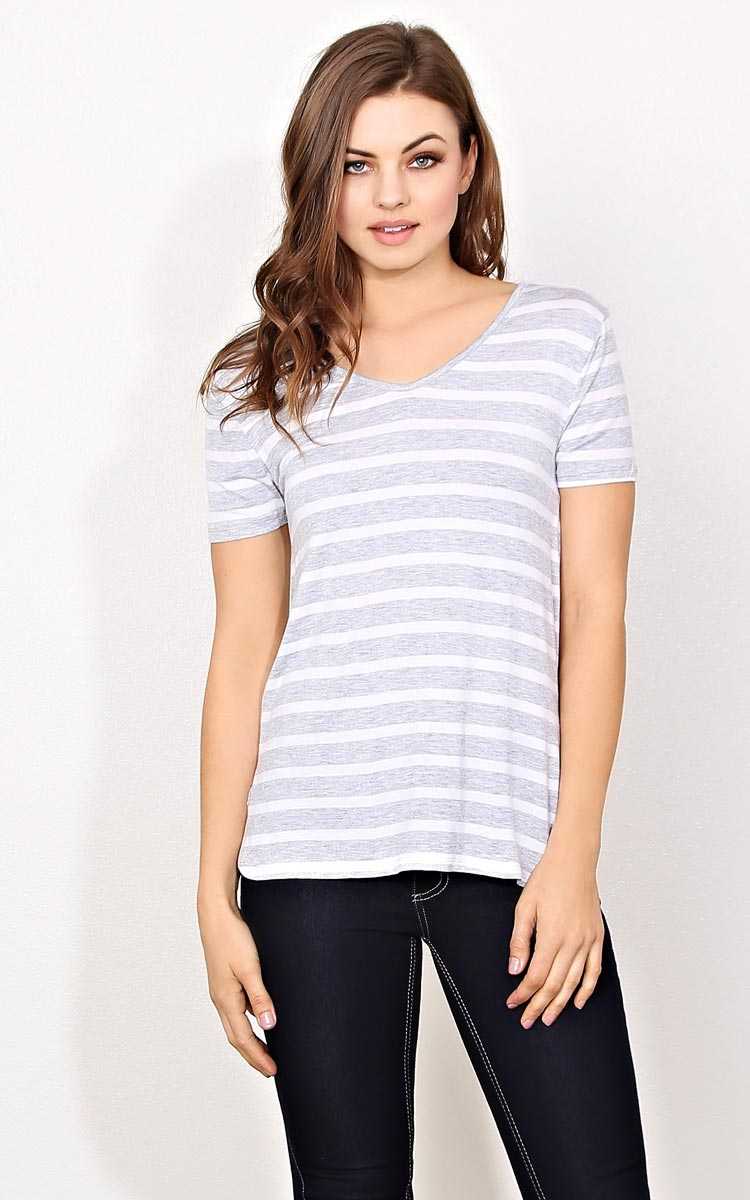 Seeing Double Knit Top - - H Grey Combo in Size by Styles For Less
