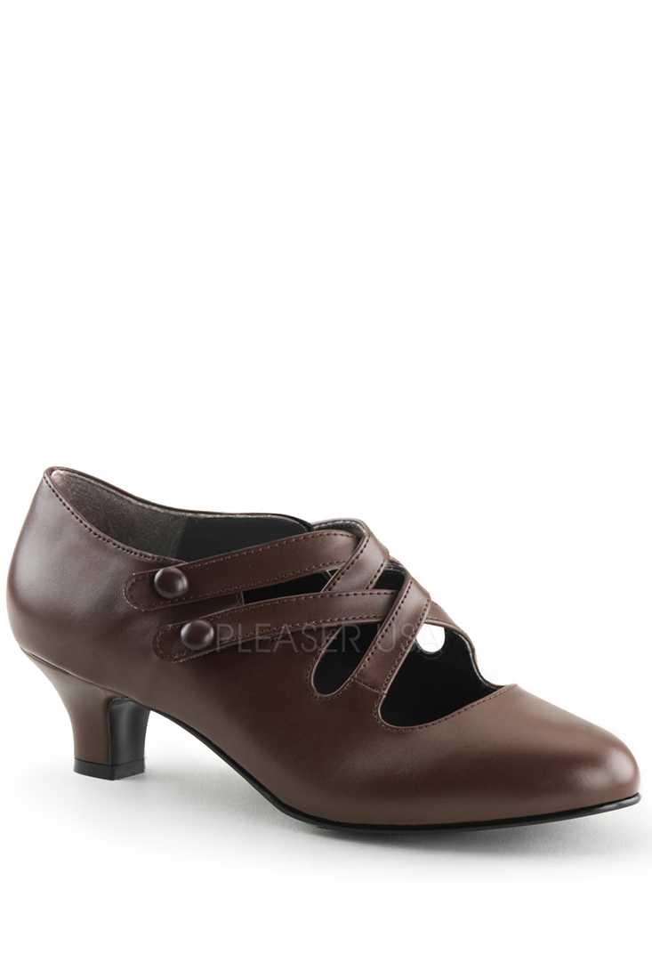 Brown Cross Strappy Booties Faux Leather