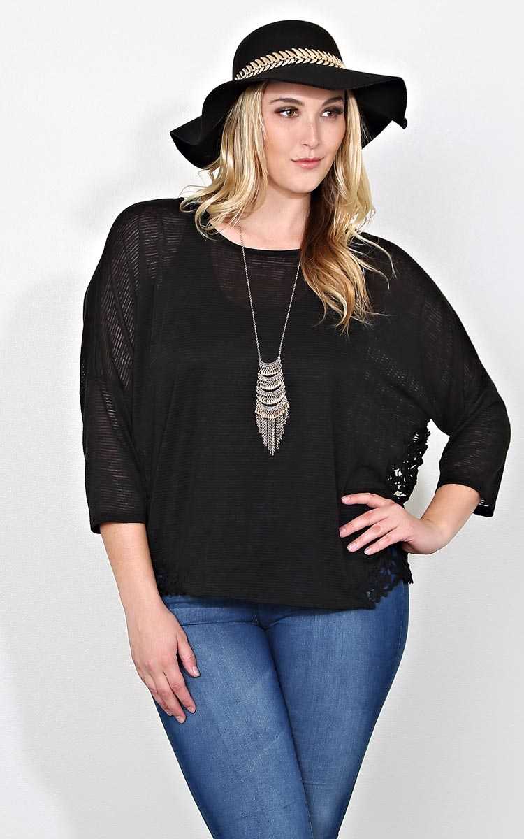 Plus Size Seeing Stripes Knit Dolman Top - Black in Size 3X by Styles For Less