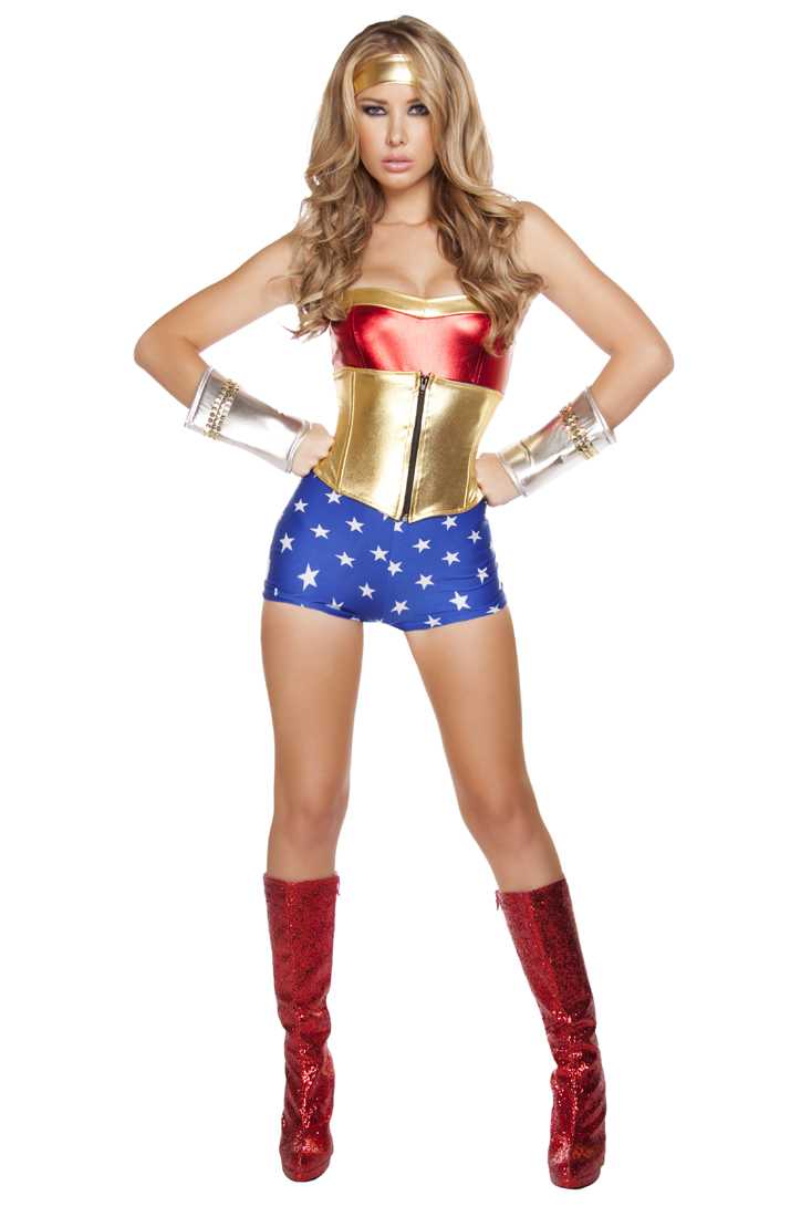 Sexy American Superheroine 3 Piece Superhero Costume