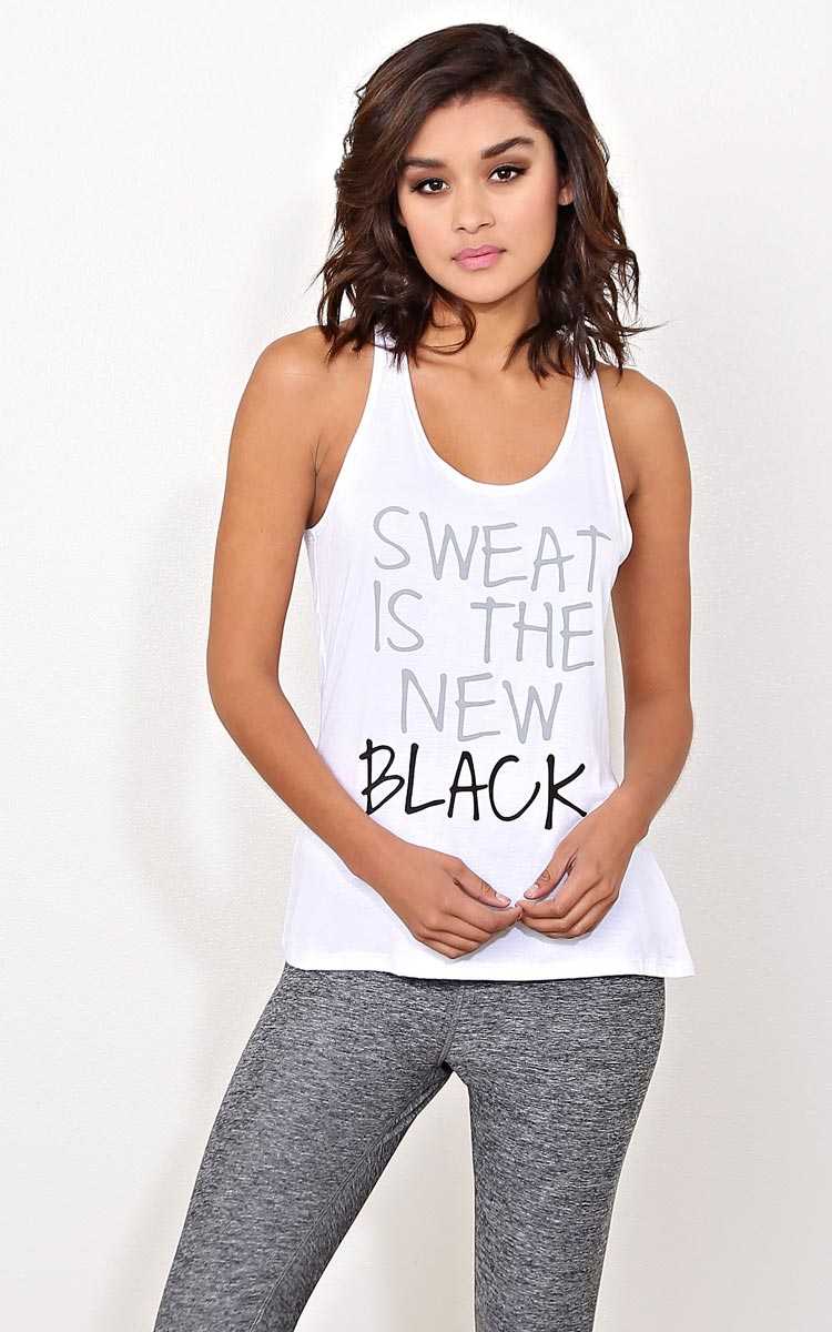 SWEAT IS THE NEW BLACK Tank - MED - White in Size Medium by Styles For Less