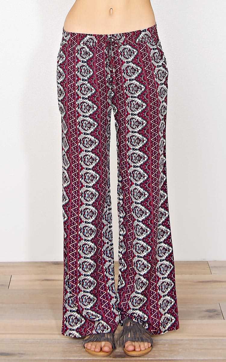 Spring Festival Woven Palazzo Pants - - Ivory Combo in Size by Styles For Less