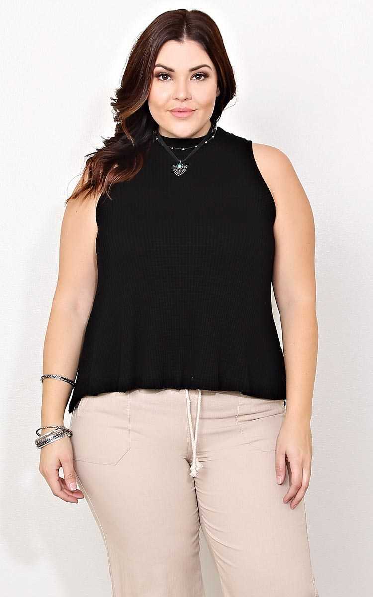 Plus Size Fierce Mock Neck Swing Tank - Black in Size 2X by Styles For Less