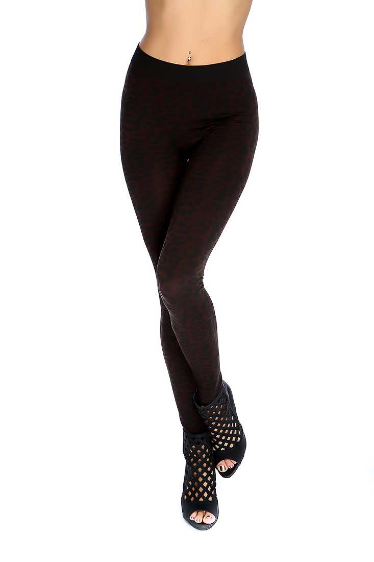 Brown Black Leopard Print Causal Leggings