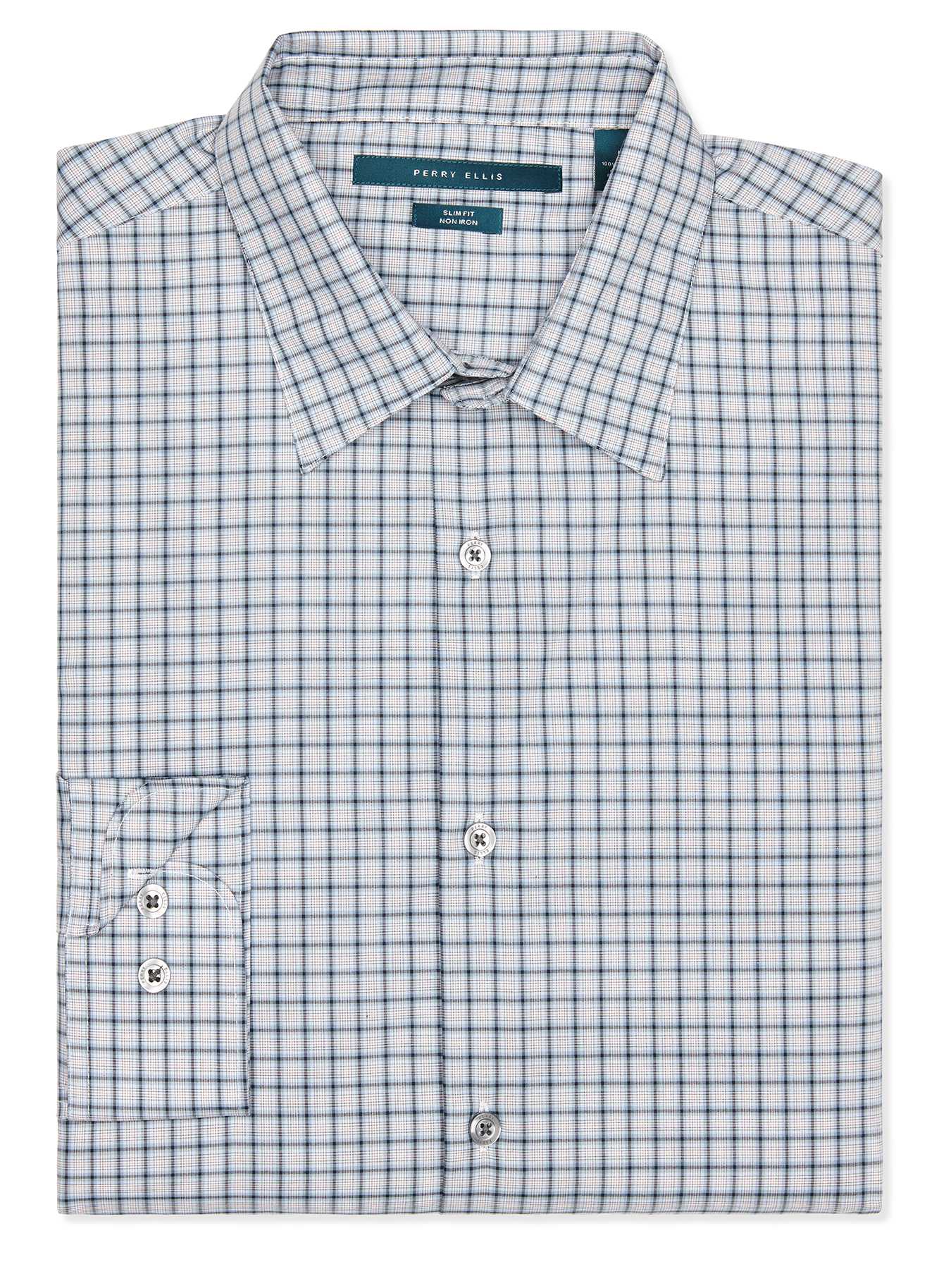 Perry Ellis Non-Iron Slim Fit Check Pattern Shirt