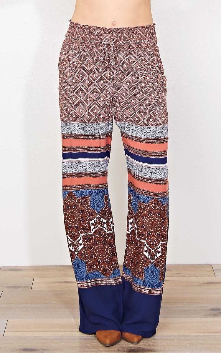 Raylene Woven Palazzo Pants - - Rust Combo in Size by Styles For Less