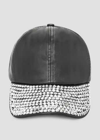 Stud Brim Faux Leather Baseball Cap